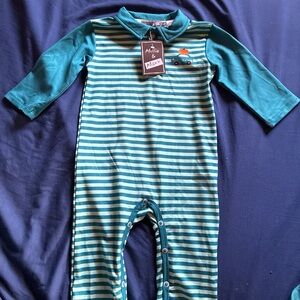 Blue Footies One Piece with Long Sleeves